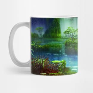 Magical Blue Landscape Painting with Peaceful Illustrations Mug